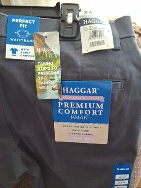Haggar Premium Comfort Khaki Pants in Dark Grey